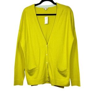NWT GAP Luxlight V-neck Cardigan, Silky Knit, Peridot, Size Large